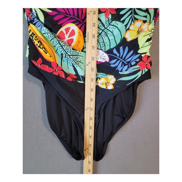 Caribbean Joes NWT Tropical Fruit Print One-Piece Swimsuit Blouse-On Size 12 - Picture 6 of 8